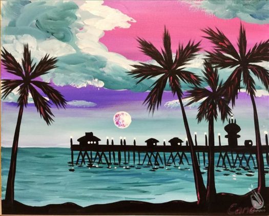 Painting with a Twist's Art Spotlight: "Teal Skies Over HB Pier"