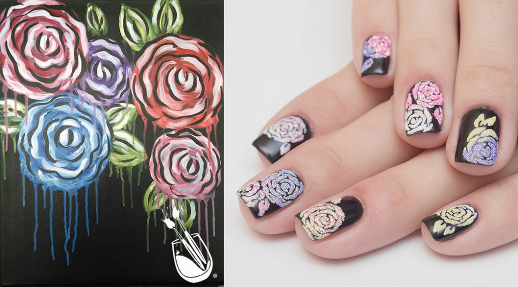 Painting with a Twist's "Dripping Flowers" Nail Styles