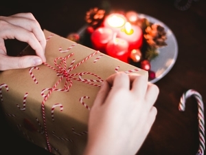 person opening present