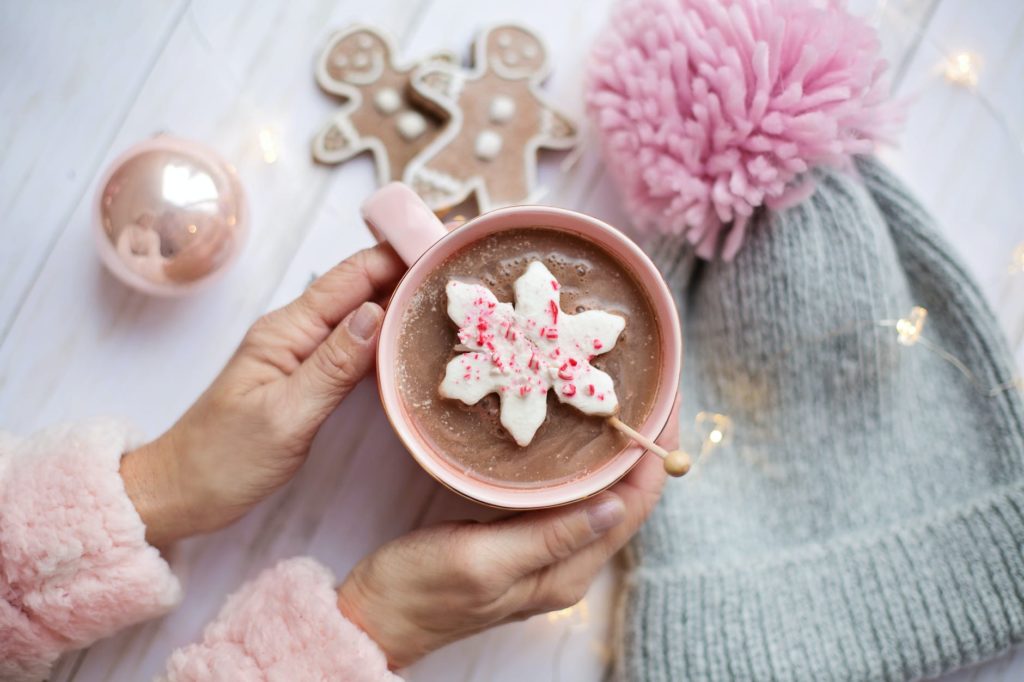 woman drinking hot cocoa